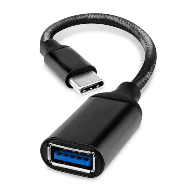 Cablu adaptor USB-C la USB-A OTG, 19cm, negru