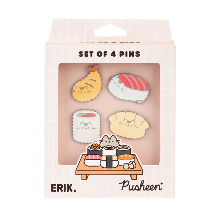 4 db kitűzőszett Pusheen - Sushi Roll