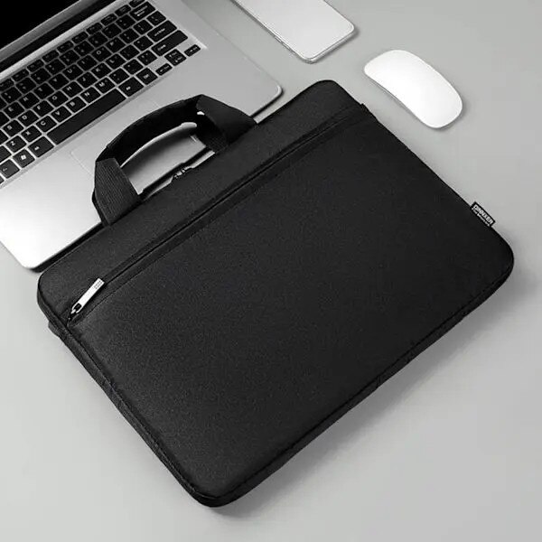 Geanta pentru laptop din material textil rezistent la apa, slim, captuseala cu spuma anti-soc, IZO-CJ-K0502-20260803-1520, negru, 15,6 inch