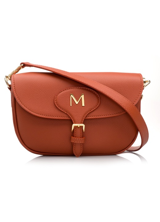 Geanta dama de umar, Musette, DEBBY PM, Piele naturala, Caramiziu, 23 x 6.5 x 15 cm