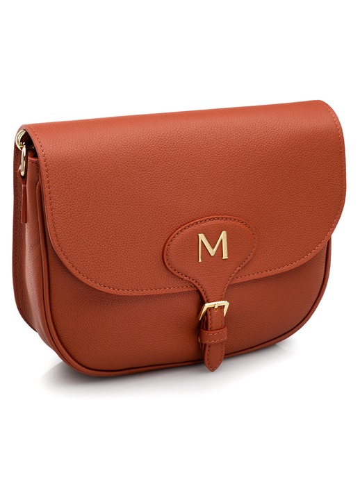 Geanta dama de umar, Musette, DEBBY MM, Piele naturala, Caramiziu, 25 x 8 x 20 cm