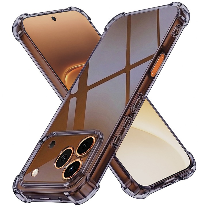 Husa pentru Honor 600 Pro - Techsuit Shockproof Clear Silicone - Smoke Black
