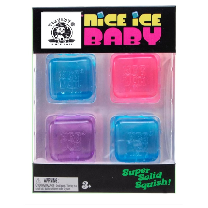SQUEEZE 2026 VICTINY® Squishy játék BABY ICE CUB modell, 4 DB, 3 cm, interaktív játék gyerekeknek és felnőtteknek, stresszoldó