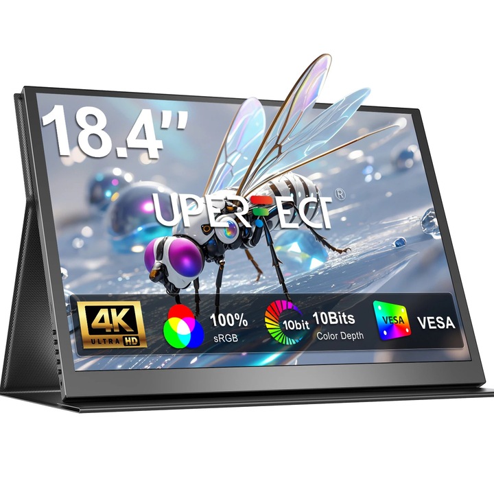 Monitor portabil 47 cm 4K, ecran IPS, 3840x2160 UHD, 100% sRGB HDR, 16:9 FreeSync, suprafata mata VESA, priza EU