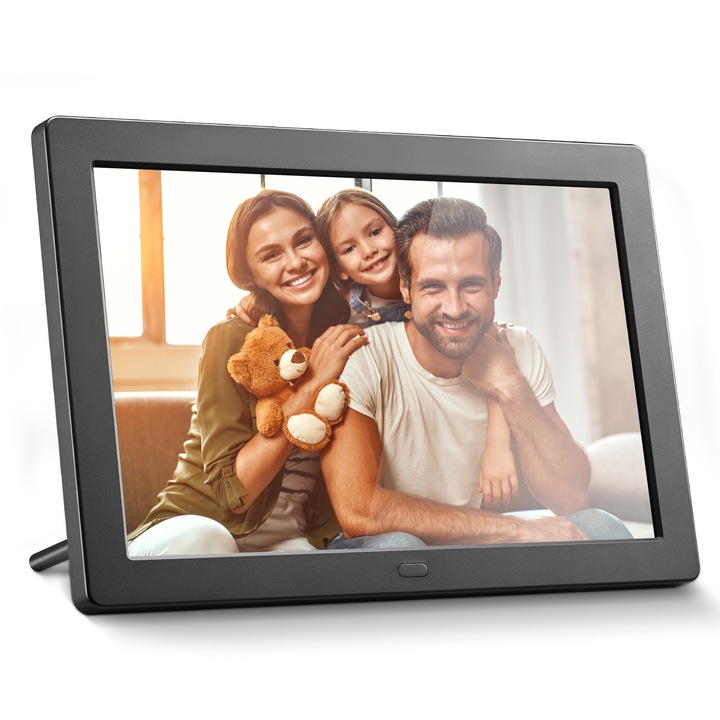 Digitális képkeret, 20,3 cm-es képernyő, 32GB memória, IPS HD 1280x800, érintőképernyő, távirányító, falra szerelhető, videólejátszás