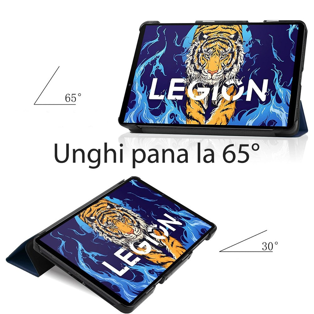 Husa de protectie pentru Lenovo Legion Tab Gen 5 DaDen FoldPro, Mod stativ, Unghi pana la 65°, Albastru