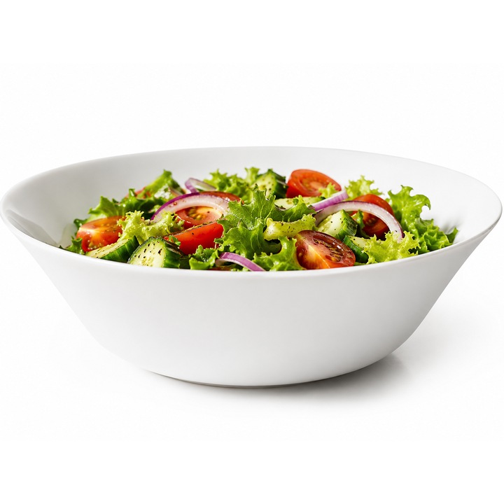 Bol din sticla alba 25 cm pentru salata, rezistent la soc termic