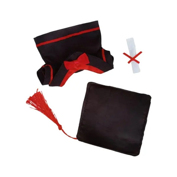 Ballagási jelmez szett babáknak 17cm, 3 részes, fekete