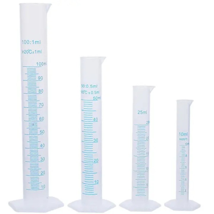 Set 4 cilindri graduati, plastic alimentar, transparent, 10ml-100ml