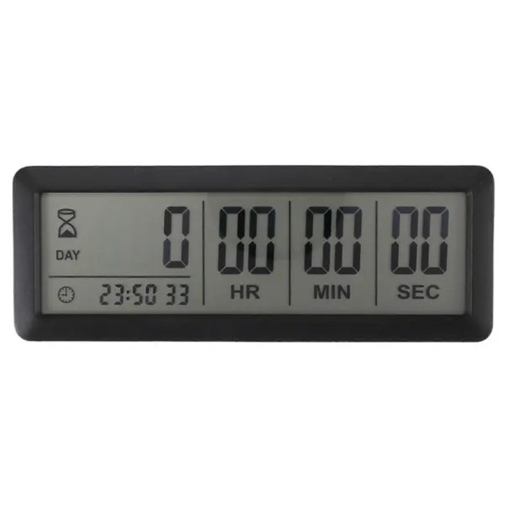 Digitális stopperóra, fekete, 15.5x5.7x1.1cm, nagy LCD kijelzővel és óra funkcióval