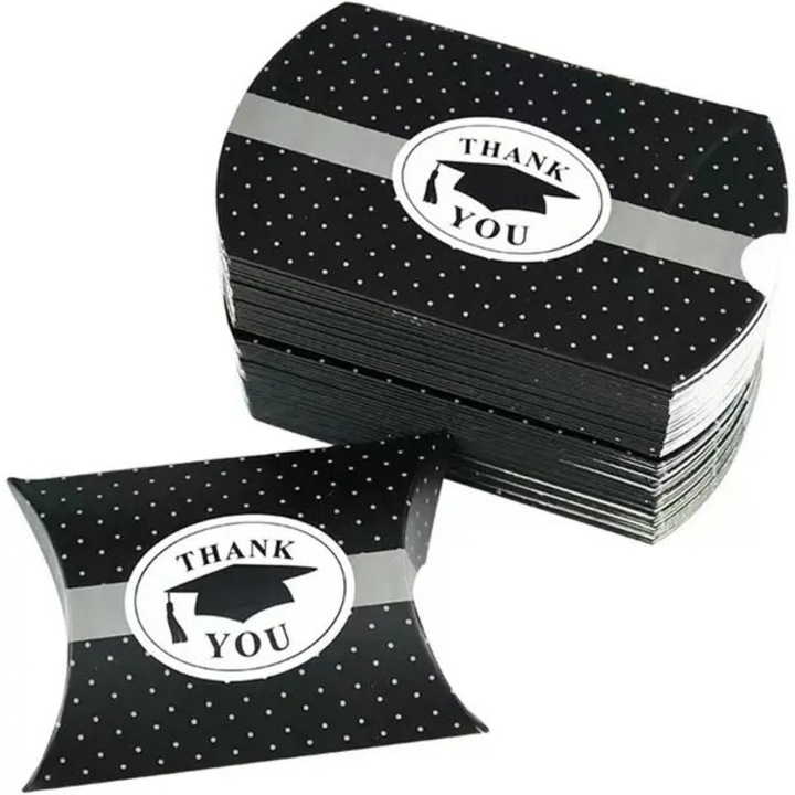Set 50 cutii cadou OEM, negru, 9x6.3x2.6cm, capac absolvire
