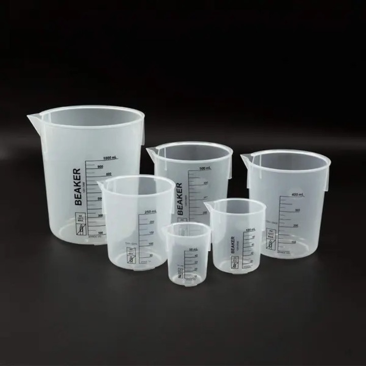 Set 6 pahare gradate plastic transparent 50mlx100mlx250mlx400mlx500mlx1000ml
