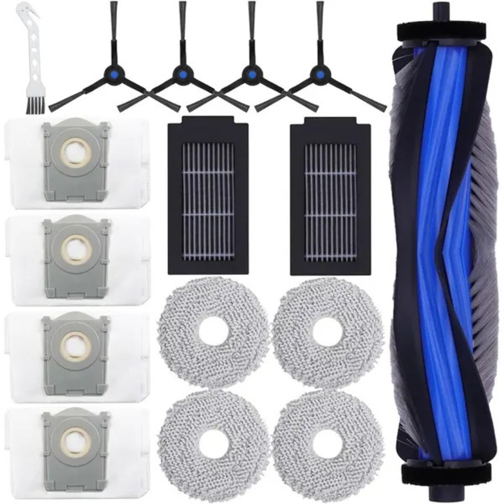 Set piese de schimb Ecovacs Deebot T50 Pro Omni PRE-CJk0515-26-0826-245, perie principala, 4 perii laterale, 2 filtre HEPA, 4 lavete mop, 4 pungi de praf, perie curatare, Multicolor