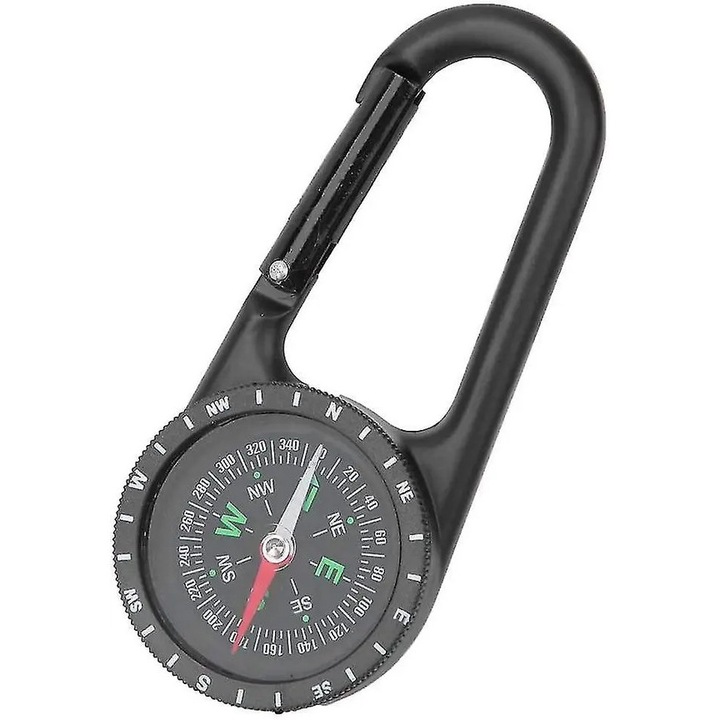 Преносим компас карабинер цинк черен 109.5x47x13mm комплект 2 броя