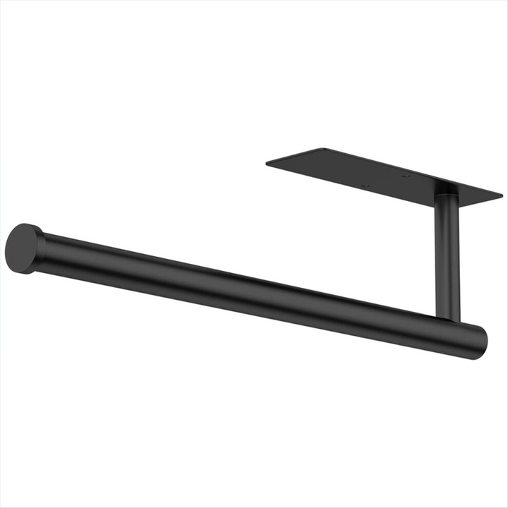 Suport prosoape hartie, otel inoxidabil, autocolant, negru, 30x10x8cm