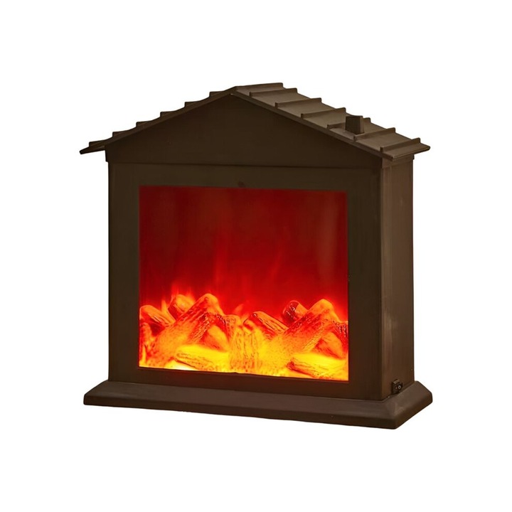 Semineu decorativ fals colt, plastic, alb, 1x lumina, 60x40x30cm