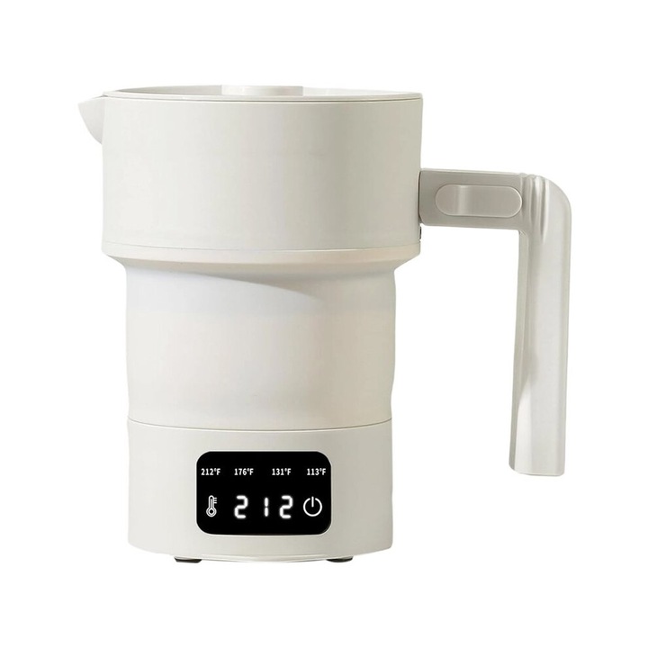 Összecsukható hordozható elektromos vízforraló 600ml 600W, 4 hőmérséklet fokozat, fehér