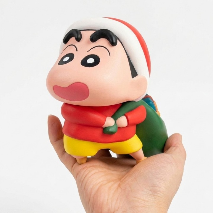 Фигурка Аниме Crayon Shin-chan, Shin-chan костюм Дядо Коледа, височина 12см, материал PVC