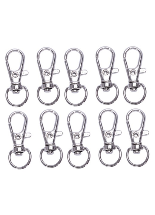 10 db ezüst színű, 12x30mm-es, forgatható, vas karika készlet