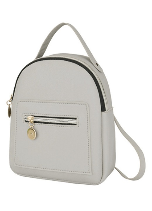 Közepes crossbody táska, műbőr, szürke, 25x20x10cm