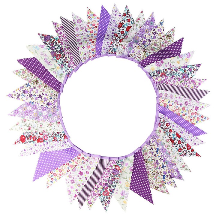 Ghirlanda textila 42 steaguri bumbac multicolor 12m