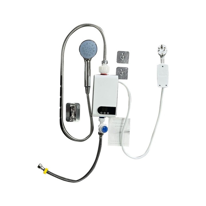 Azonnali vízmelegítő 5500W, hordozható, fehér, 220V, LCD, IPX4, kompakt
