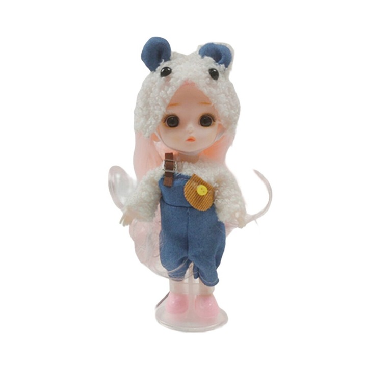 Baba 17cm, hercegnő baba, puha, színes haj
