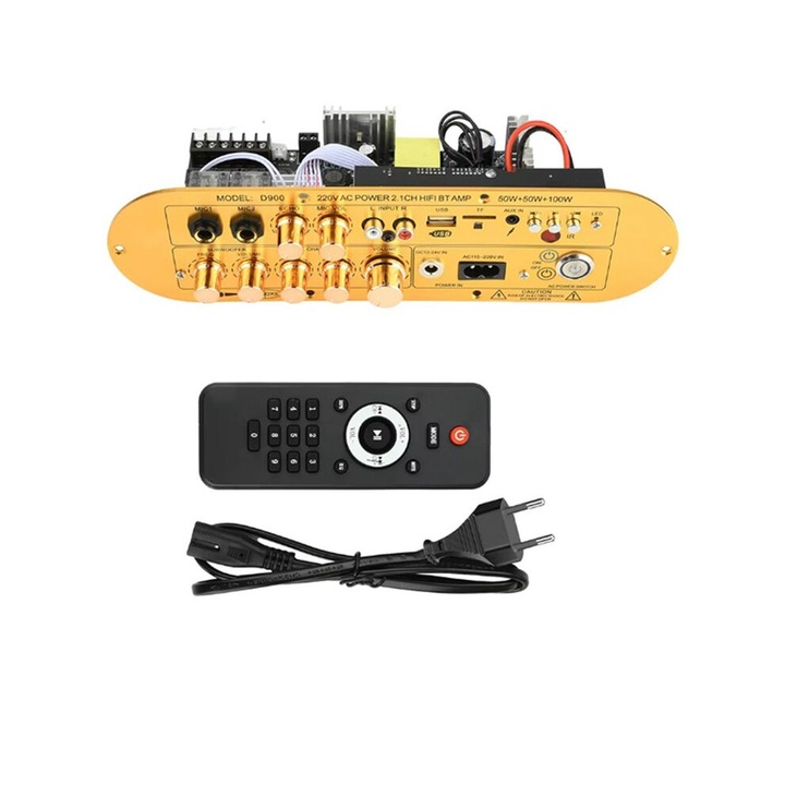 2.1 csatornás erősítő panel 50W+50W+100W, Bluetooth 5.0, fekete, 12-24V