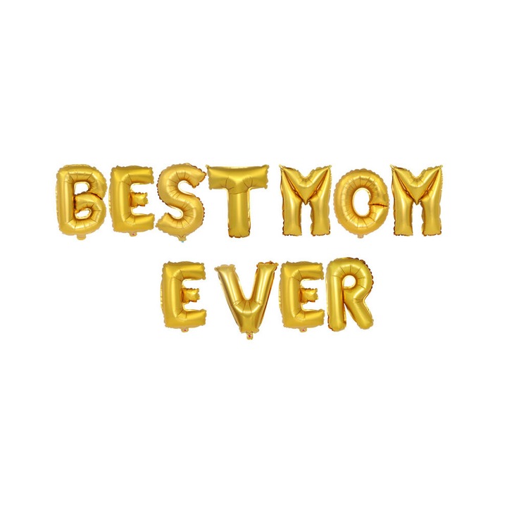 Arany fólia lufi szett 40cm, BEST MOM EVER, 11 darab