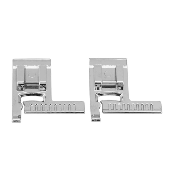 2 db multifunkcionális varrógép talp vonalzóval, rozsdamentes acél, 3.5x3cm, ezüst