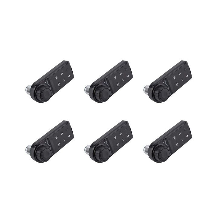 6 db kódolt elektronikus lakat szett, fekete, 95x33mm, ABS