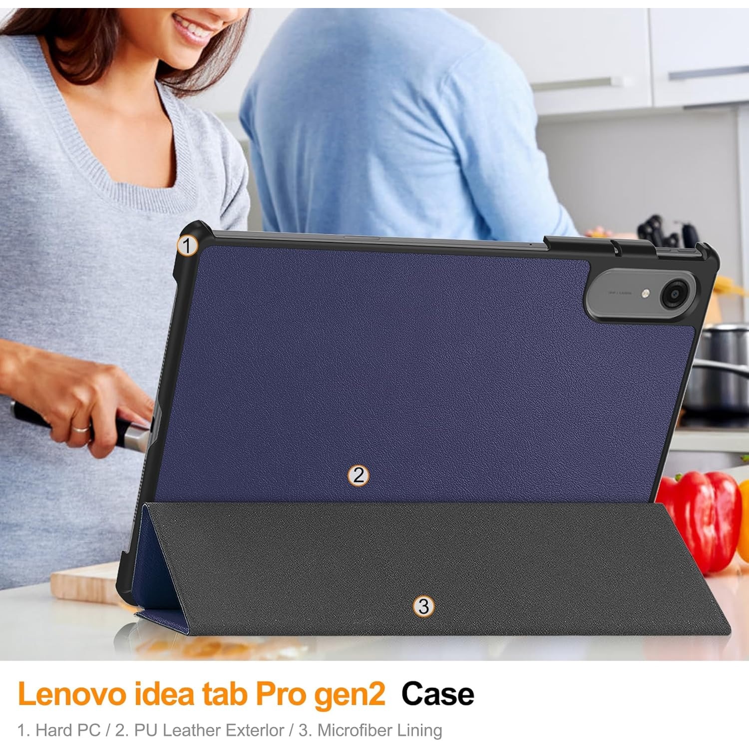 Husa pentru Lenovo Idea Tab Pro Gen 2 13 inch Lightweight Slim, tip stand, functie sleep/wake-up si inchidere magnetica, protectie 360 - albastru