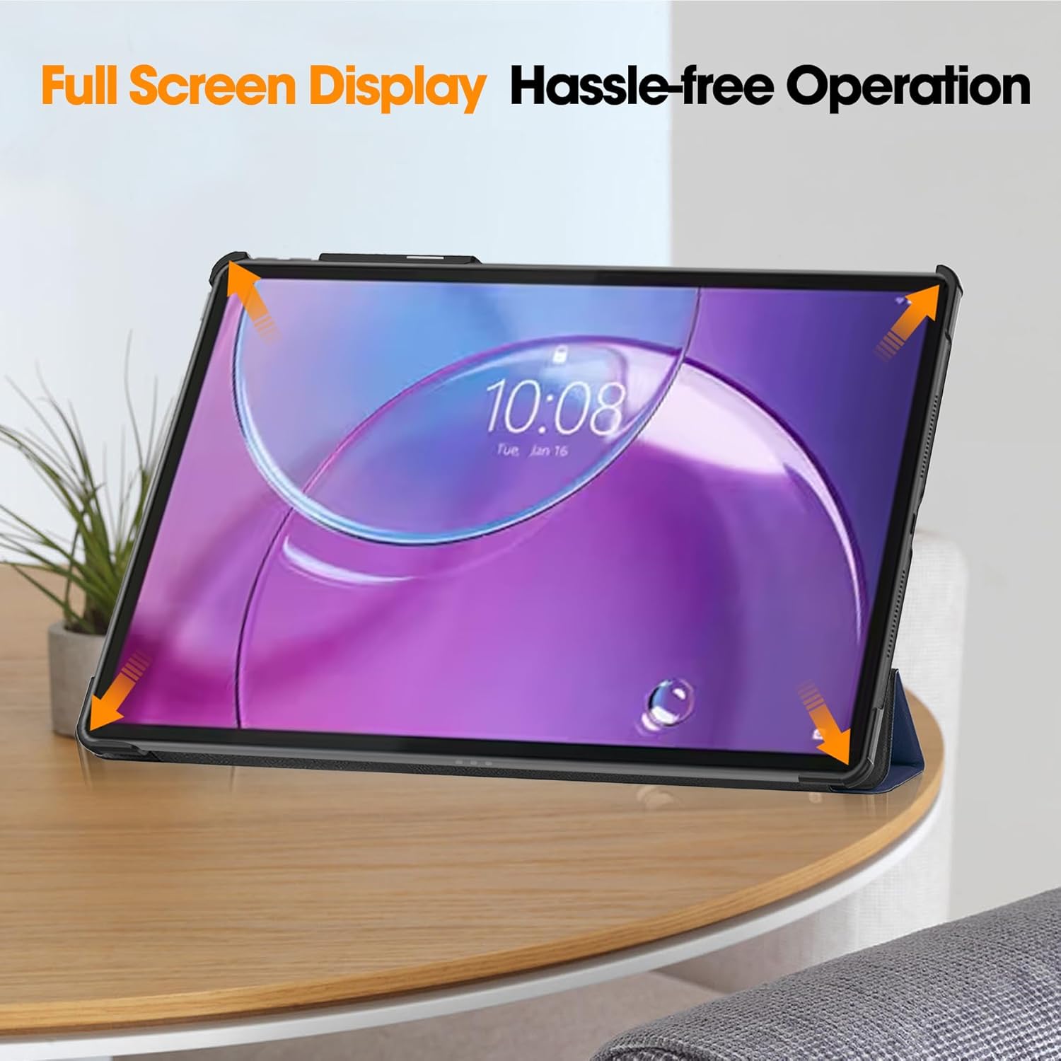 Husa pentru Lenovo Idea Tab Pro Gen 2 13 inch Lightweight Slim, tip stand, functie sleep/wake-up si inchidere magnetica, protectie 360 - albastru