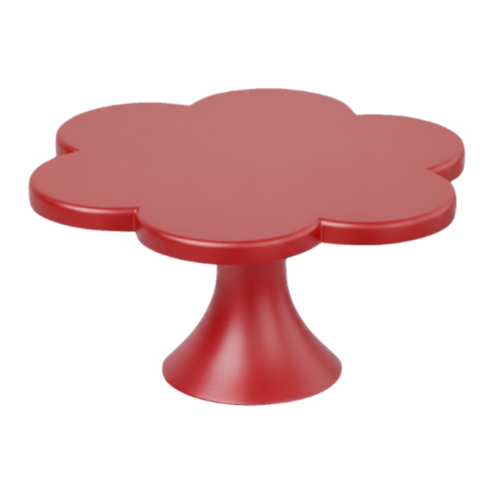 Prémium tortatartó, tortaállvány típusú, modern virág alakú design, 200 x 100 mm - piros