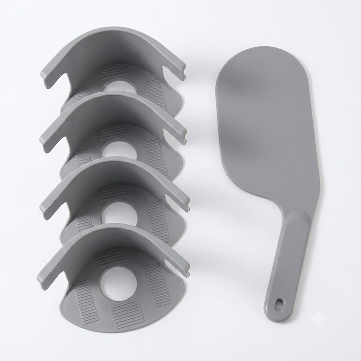 Csomag: 4 db Masajo® csúszásgátló rendszerű lepedő/ágynemű rögzítő, Bármilyen matrachoz kompatibilis, Ellenálló anyag, Szürke + Masajo® ágynemű rögzítő eszköz