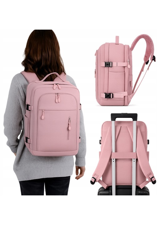 Rucsac de Calatorie 40x30x20 cm, Bagaj de Mana pentru Avion, Ryanair, Wizz Air, Cabina, 20L, Laptop 15,6", Impermeabil, Prindere pentru Troler, Usor