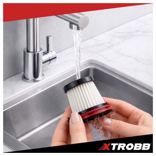 Aspirator Auto Portabil Xtrobb ProVac 100W, Motor Brushless BLDC, 16000 Pa, Filtru HEPA Dublu, Fara Fir, 2 Trepte Putere, Autonomie 30 min, Negru/Gri