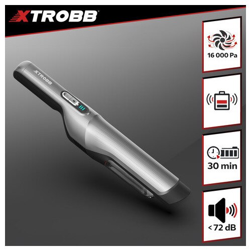 Aspirator Auto Portabil Xtrobb ProVac 100W, Motor Brushless BLDC, 16000 Pa, Filtru HEPA Dublu, Fara Fir, 2 Trepte Putere, Autonomie 30 min, Negru/Gri