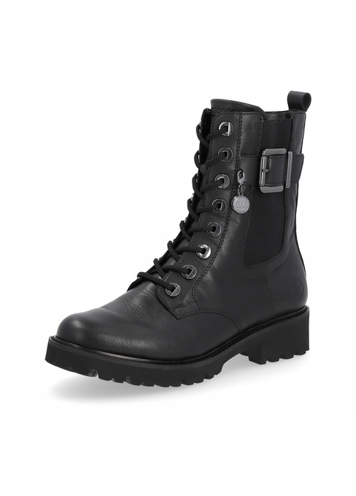 Botine dama de iarna, Remonte, Piele naturala de inalta calitate, Captuseala din velur respirabil, Fixare cu sireturi si fermoar, Inaltime totala, 21cm, Latimea talpii, 2-4cm, Negru, Marimea 37