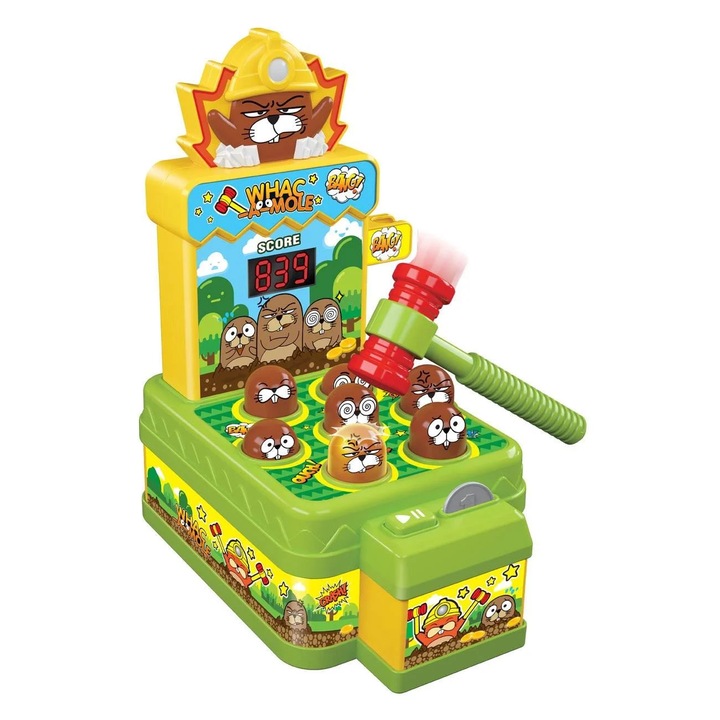 Играчка Whac A Mole личица, Пластмаса, 22x21x28 см, Многоцветен