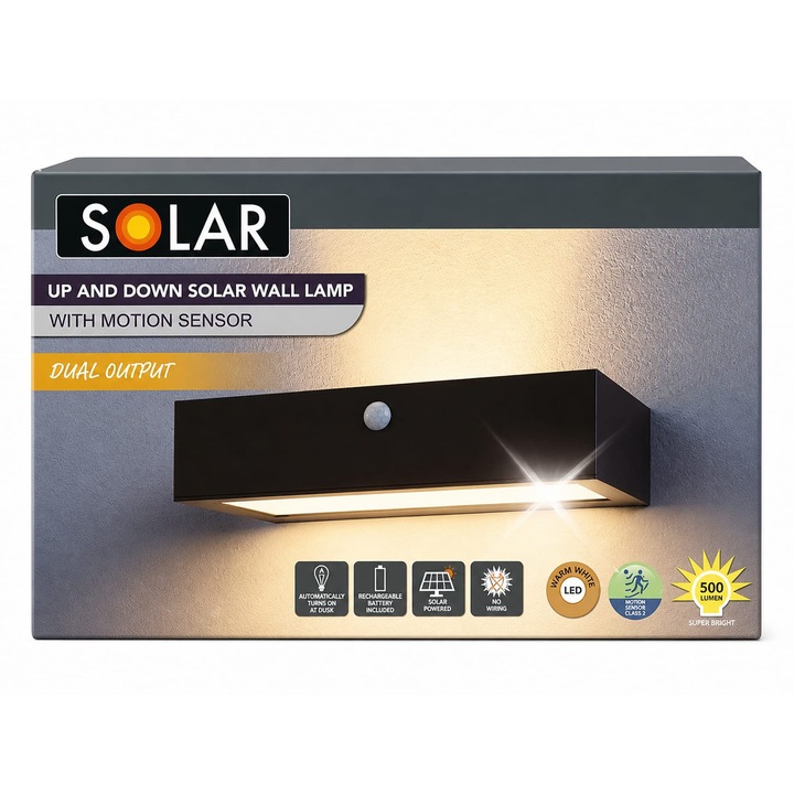 Lampa solara LED pentru exterior (cu senzor de miscare) – iluminare inteligenta si economica fara cabluri