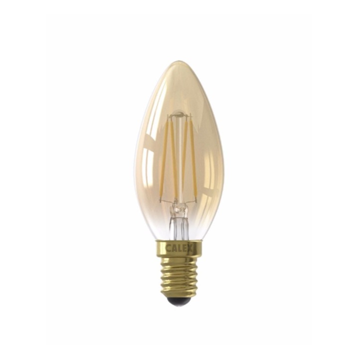Bec LED Filament Gyertya E14 Arany 3.5W Szabályozható 2100K