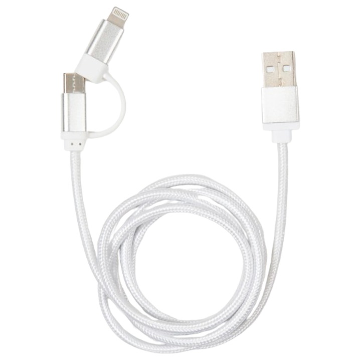 Kikkerland US237-SI fonott USB-C Lightning ezüst kábel
