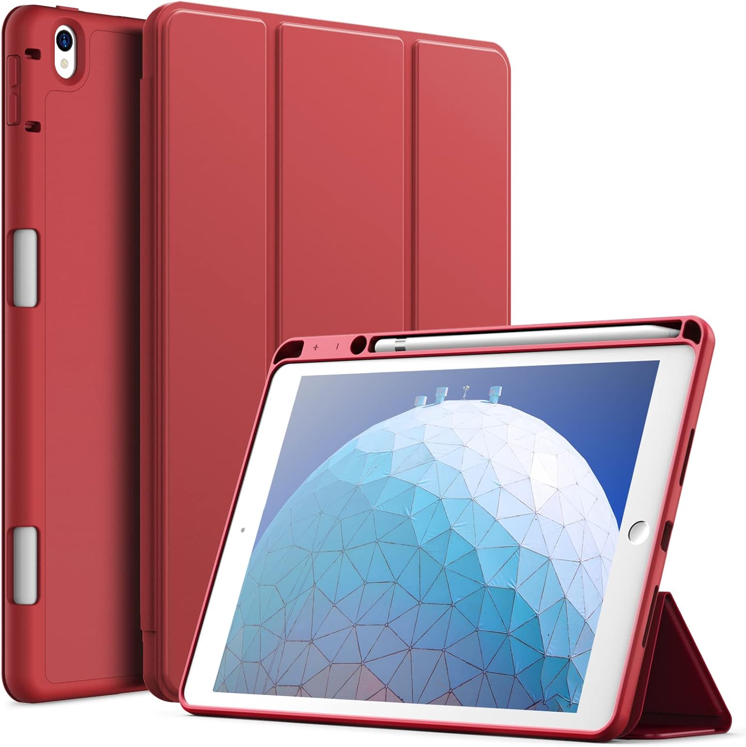 Husa JETech pentru iPad Pro 10, 5 inchi si iPad Air 3 (10, 5 inci 2019, a 3-a generatie), carcasa de protectie spate, husa cu suport pentru tableta la atingere moale, Auto-Wake/Sleep, Rosu