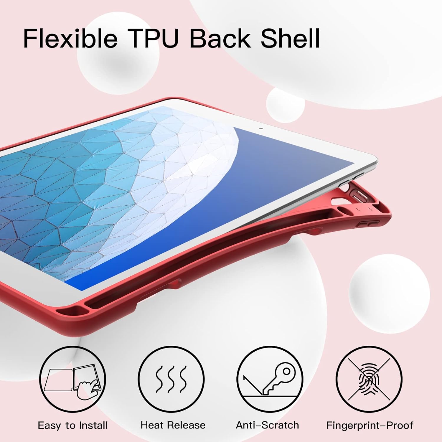 Husa JETech pentru iPad Pro 10, 5 inchi si iPad Air 3 (10, 5 inci 2019, a 3-a generatie), carcasa de protectie spate, husa cu suport pentru tableta la atingere moale, Auto-Wake/Sleep, Rosu
