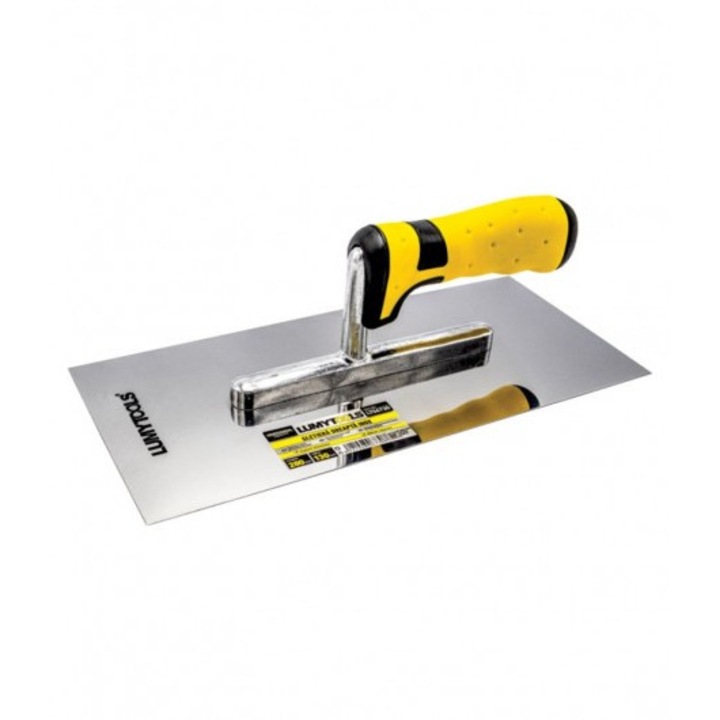 LumyTools LT06730 professzionális glettvas, rozsdamentes acél penge, alumínium tartó, gumírozott nyél, 280 x 130 mm
