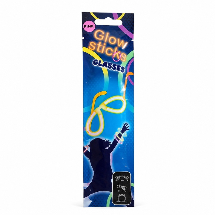Glow Stick In Forma De Ochelari, Accesoriu Luminos Fosforescent Pentru Petreceri, Betisoare Neon De Asamblat Cu Conectori, Ochelari Decorativi Care Stralucesc In Intuneric Pentru Evenimente Si Distractie, Roz