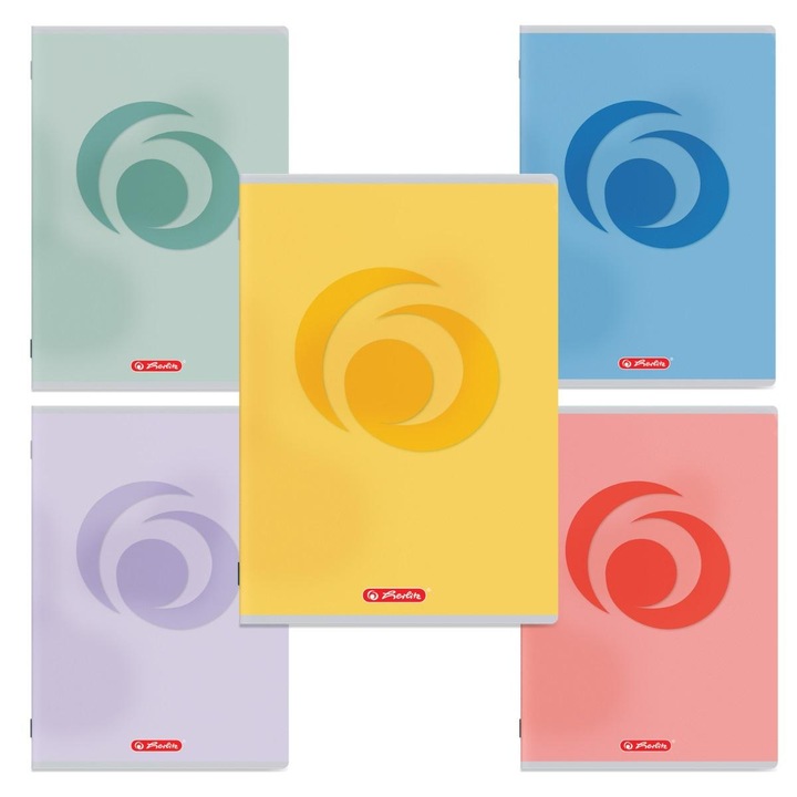 Set 5 caiete Herlitz, A5, 80 file, 70 g/mp, dictando, Rainbow diverse culori