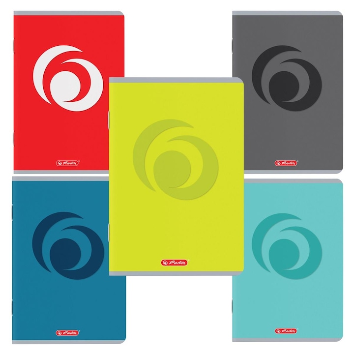 Set 5 caiete Herlitz, A5, 80 file, 70 g/mp, matematica, Rainbow diverse culori