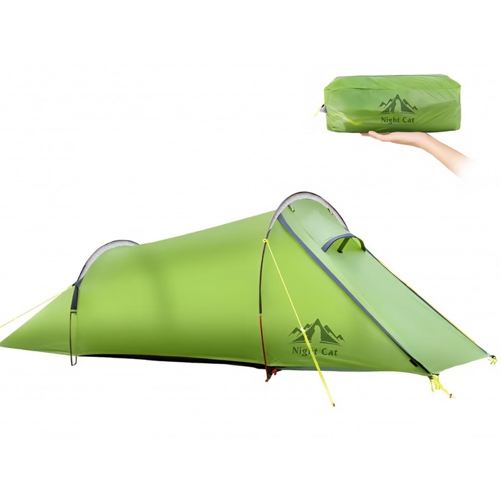 Cort Night Cat Tunnel 2 személyes, ultrakönnyű 1,5 kg, vízálló, ideális bikepackinghez, trekkinghez és kempingezéshez, szállítás 8-9 nap